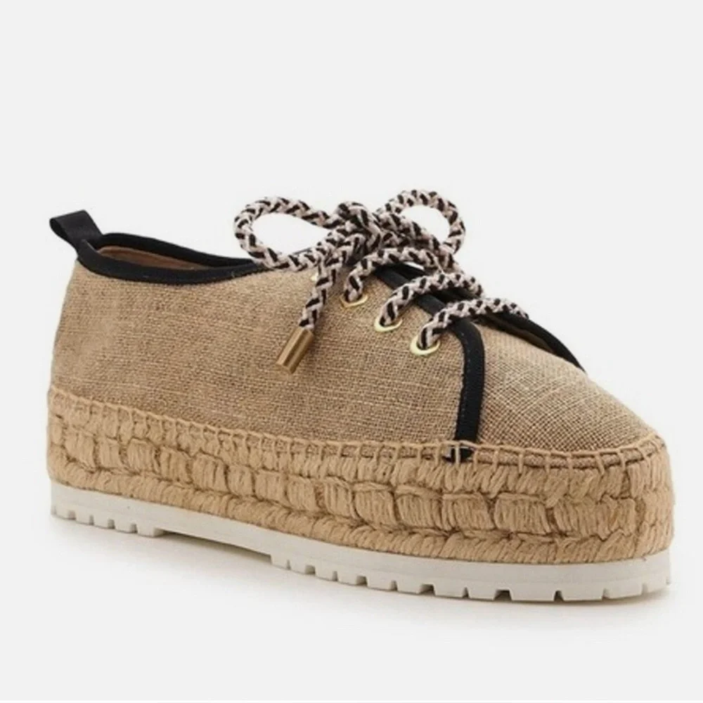 Botkier Women's Wren Oxford Espadrille Canvas Beige Espadrille Sneakers Size 7M